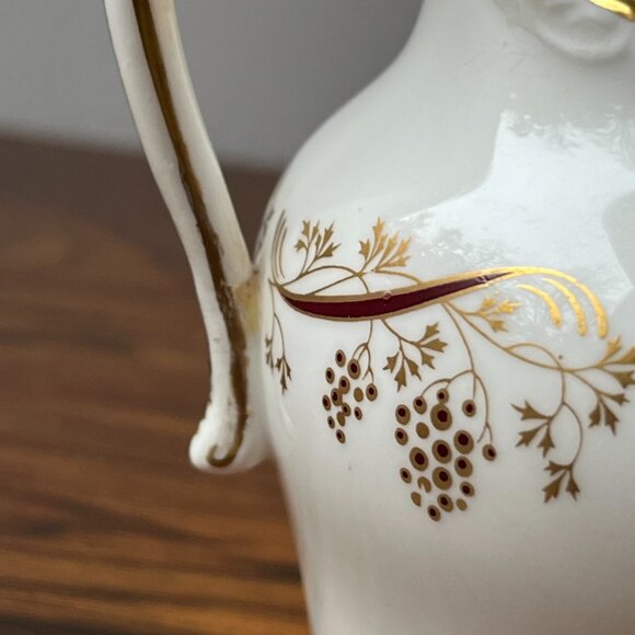 COALPORT Burgundy Pattern Creamer Cream Pitcher White Gold Grapes Vines England - Picture 13 of 14